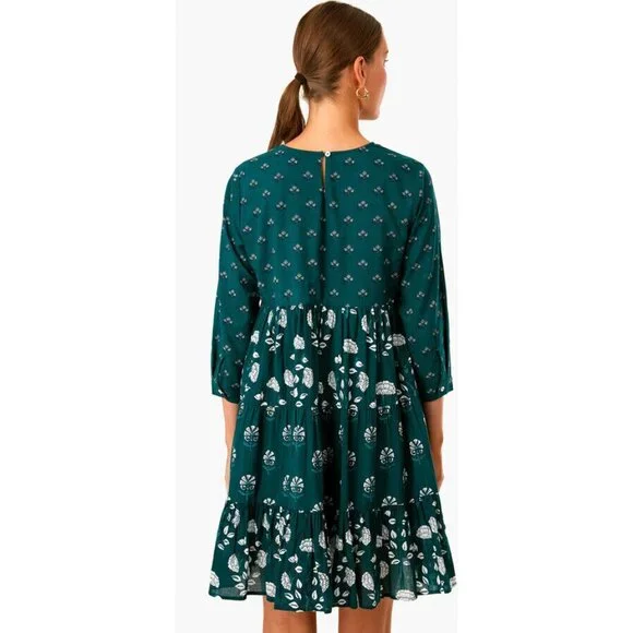knee length dresses for ladies Rene White Strawberry Print Tiered Mini Dress